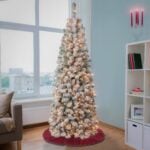 6 ft. Pre-Lit Acacia Pencil Slim Flocked Tree with Clear Lights, Plug-In - Image 7