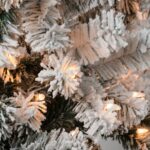6 ft. Pre-Lit Acacia Pencil Slim Flocked Tree with Clear Lights, Plug-In - Image 3