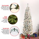 6 ft. Pre-Lit Acacia Pencil Slim Flocked Tree with Clear Lights, Plug-In - Image 5