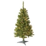 4 ft. Pre-Lit Canadian Fir Tree with Clear Lights, Plug-In