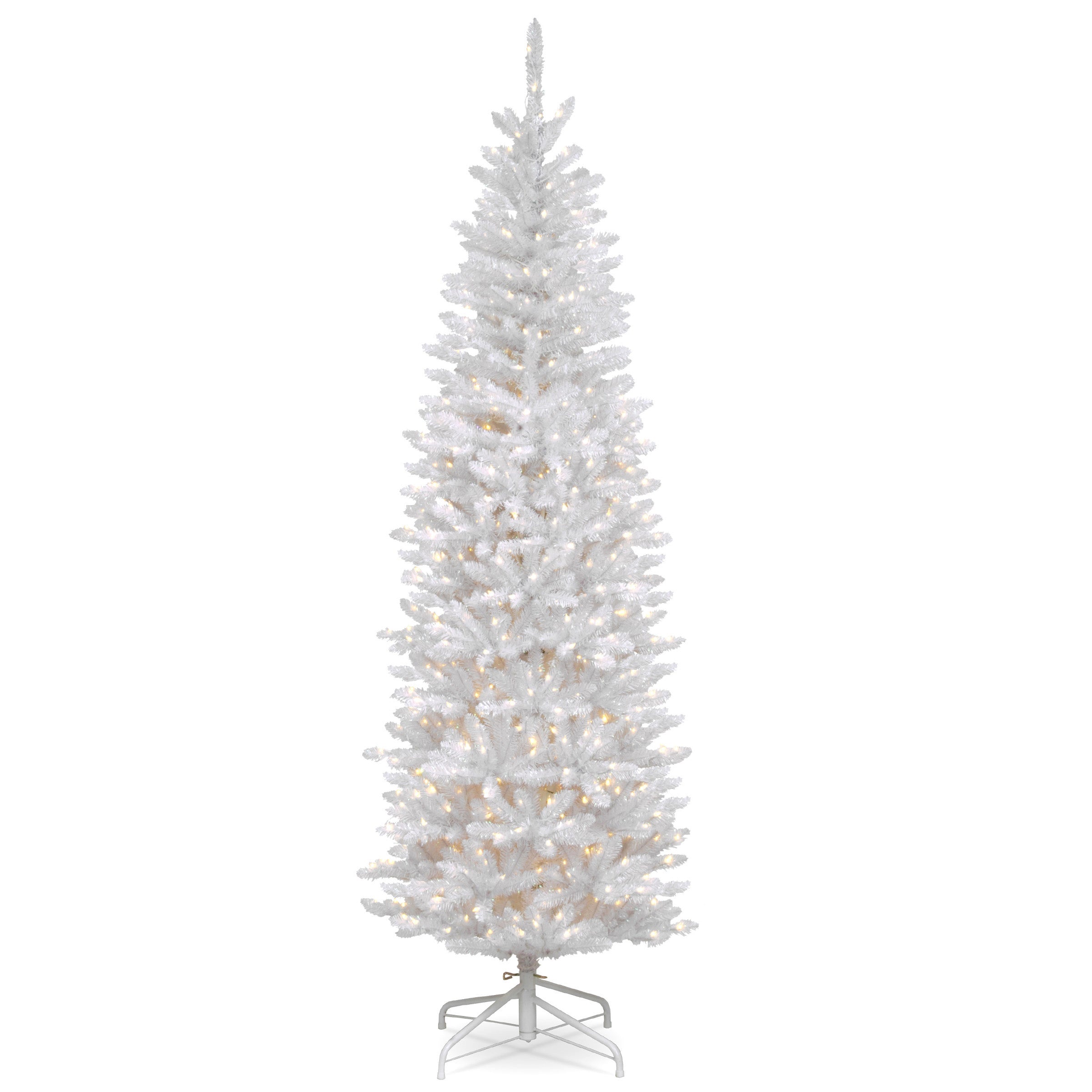 KWW7-300-65.jpg 6.5 ft. Pre-Lit Kingswood Fir White Pencil Tree with Clear Lights, Plug-In - Image 1