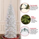 6.5 ft. Pre-Lit Kingswood Fir White Pencil Tree with Clear Lights, Plug-In - Image 7