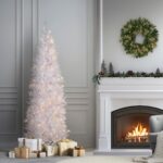 6.5 ft. Pre-Lit Kingswood Fir White Pencil Tree with Clear Lights, Plug-In - Image 2