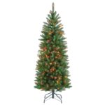 4.5 ft. Pre-Lit Kingswood Fir Pencil Tree with Multicolor Lights, Plug-In