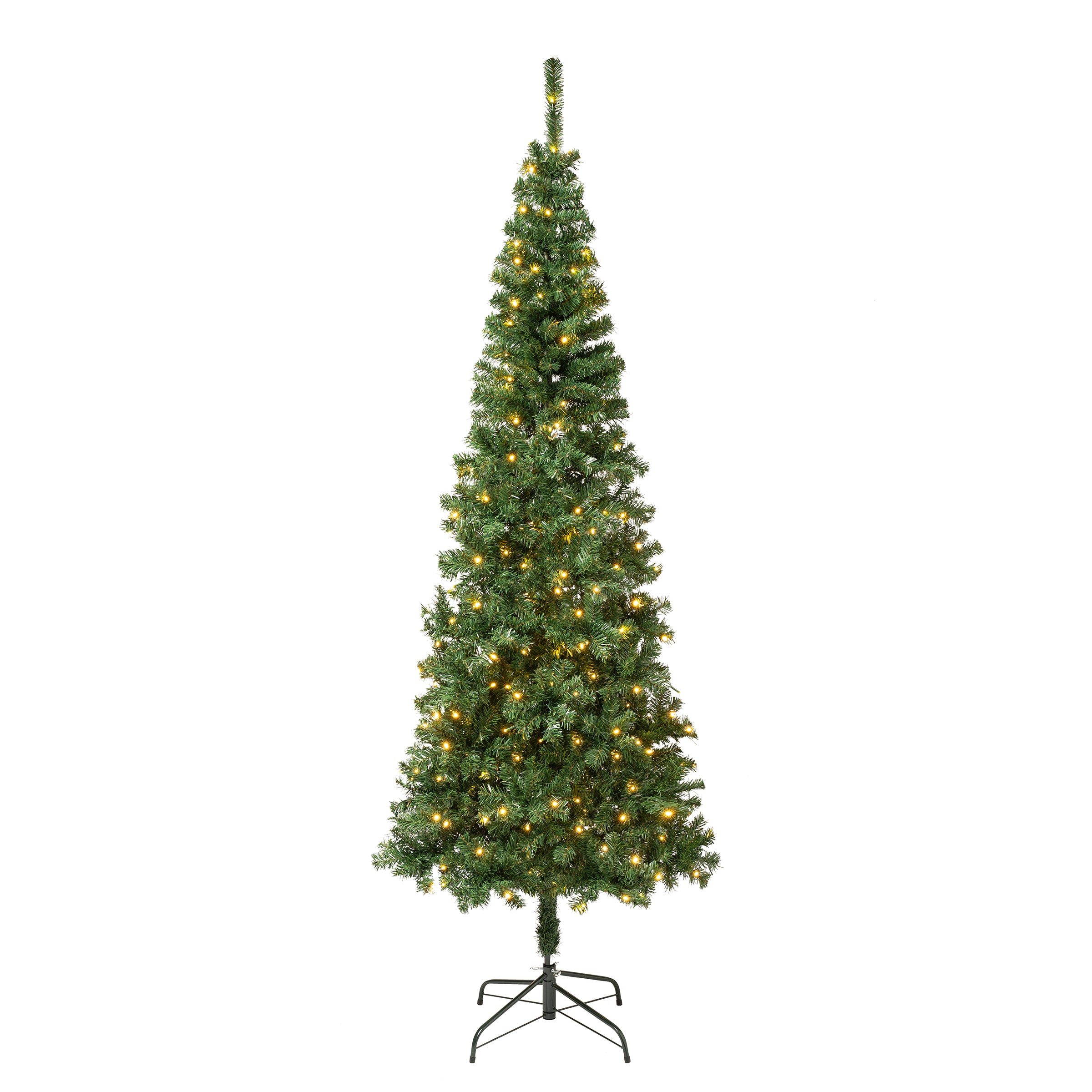 LIN8-304L-75.jpg 7.5 ft. Pre-Lit Linden Spruce Slim Tree with LED Lights, Plug-In - Image 1