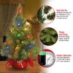 2 ft. Pre-Lit Majestic Fir Tree with Multicolor LED Lights, Red Base - Image 5