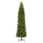9 ft. Pre-Lit Downswept Douglas Fir Pencil Slim Hinged Tree with Clear Lights, Plug-In