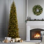9 ft. Pre-Lit Downswept Douglas Fir Pencil Slim Hinged Tree with Dual Color LED Lights, Plug-In - Image 2