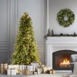 6.5 ft. Pre-Lit Tiffany Fir Slim Tree with Clear Lights PE Branch Tips, Plug-In - Image 2