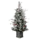 4 ft. Pre-Lit Snowy Bedford Pine Tree with Clear Lights, Plug-In - Image 7