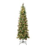 7.5 ft. Pre-Lit Virginia Pine Mixed Slim Tree with Warm White LED Lights, Plug-In